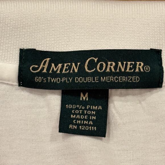 The Masters Golf Polo Shirt Mens Sz Medium White Short Sleeve Pima Cotton Preppy - Picture 5 of 9